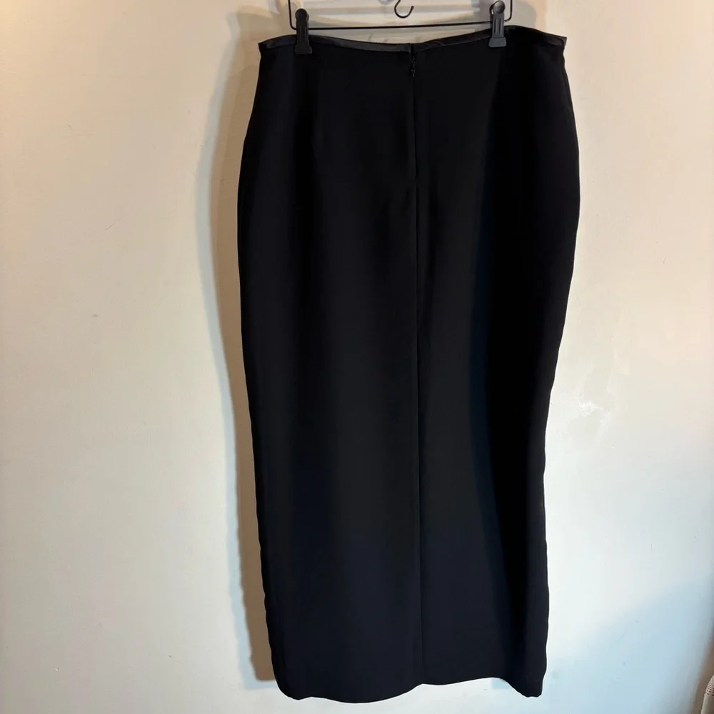 RIBKOFF TRENDS SZ 16 Pencil Skirt Satin Trimmed Zipper Slit Lined Ziper Closure - Picture 5 of 10